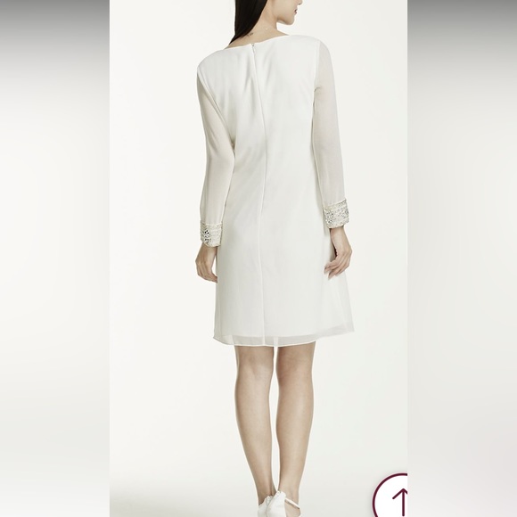 DB Studio Long sleeve white dress with beaded cuffs - Picture 3 of 5